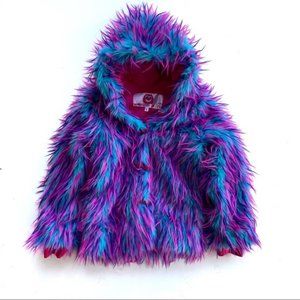 Turquoise/Pink/Purple Monster Coat. Size L Girl